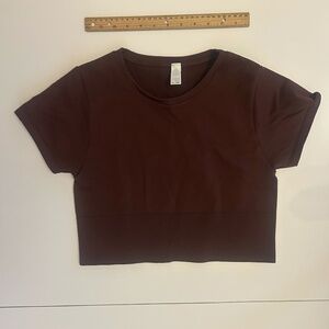 Aerie Cropped Maroon Shortsleeved Offline T-Shirt.